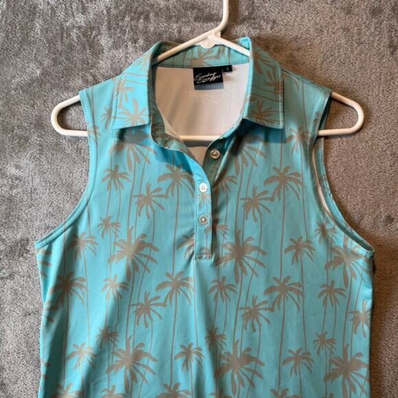 Sunday Swagger Hangin' Golf Polo UPF 40 Sun Protect Size Small Palm Trees - Picture 2 of 6